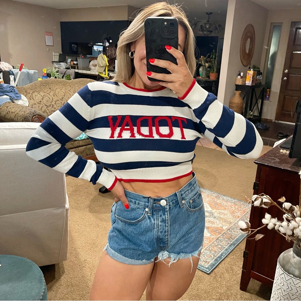 Alberta Ferretti | Red White And Red TODAY Stripe Sweater Size; XS